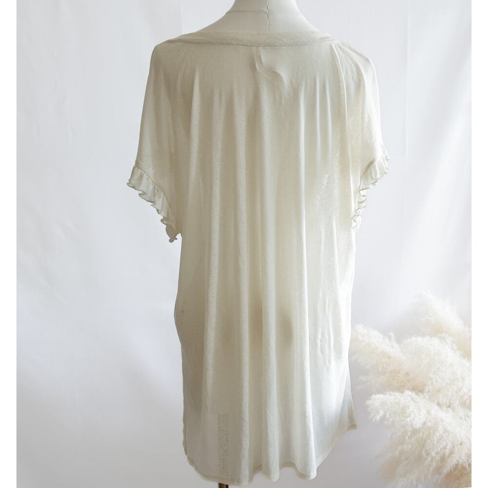 Anthropologie Ivory Short Sleeve Draped Tee - Picture 2 of 6